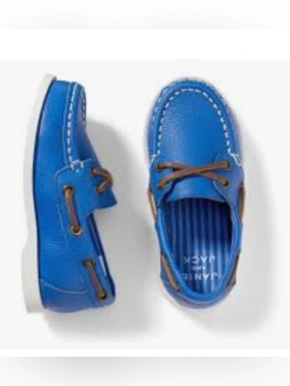 Janie and Jack Capri Royal Blue Kids Boat Shoes with Brown Laces